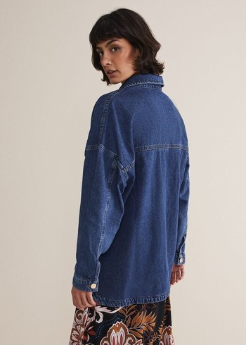 Phase Eight Tianna Oversized Denim Shacket Coats Blue Australia | AK3514269